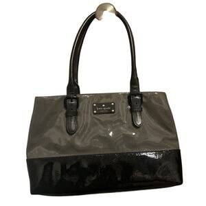 NWT Kate Spade Carlisle Street Elena Patent Leather Black and Grey Purse Handbag